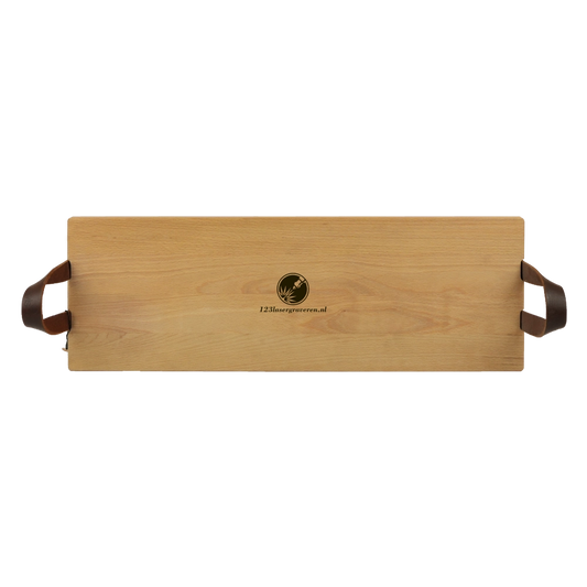 Serveerplank Beuken met leren handgrepen BD